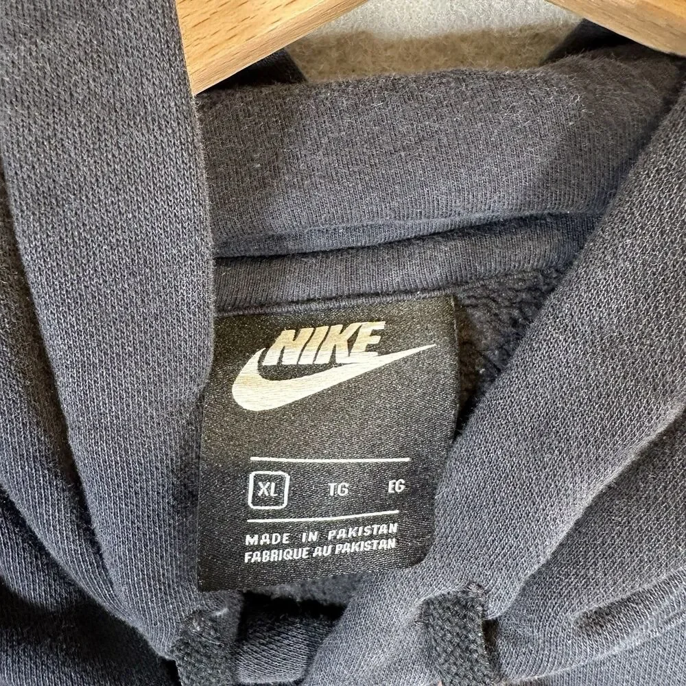 Nike Sportswear Club Fleece Graphic Black Pullover Hoodie Sweatshirt Men’s XL